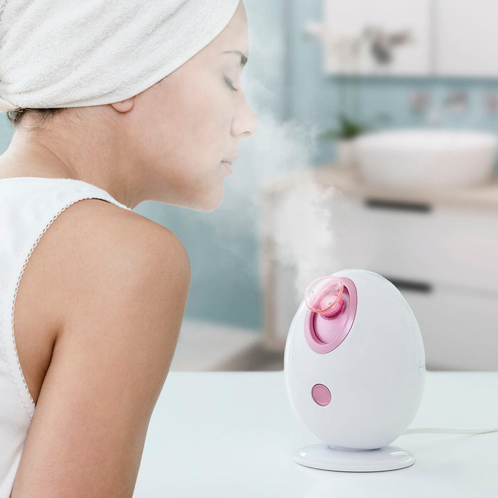 Saună facială electrică Innovagoods Moispa, alb-roz, 90 ml