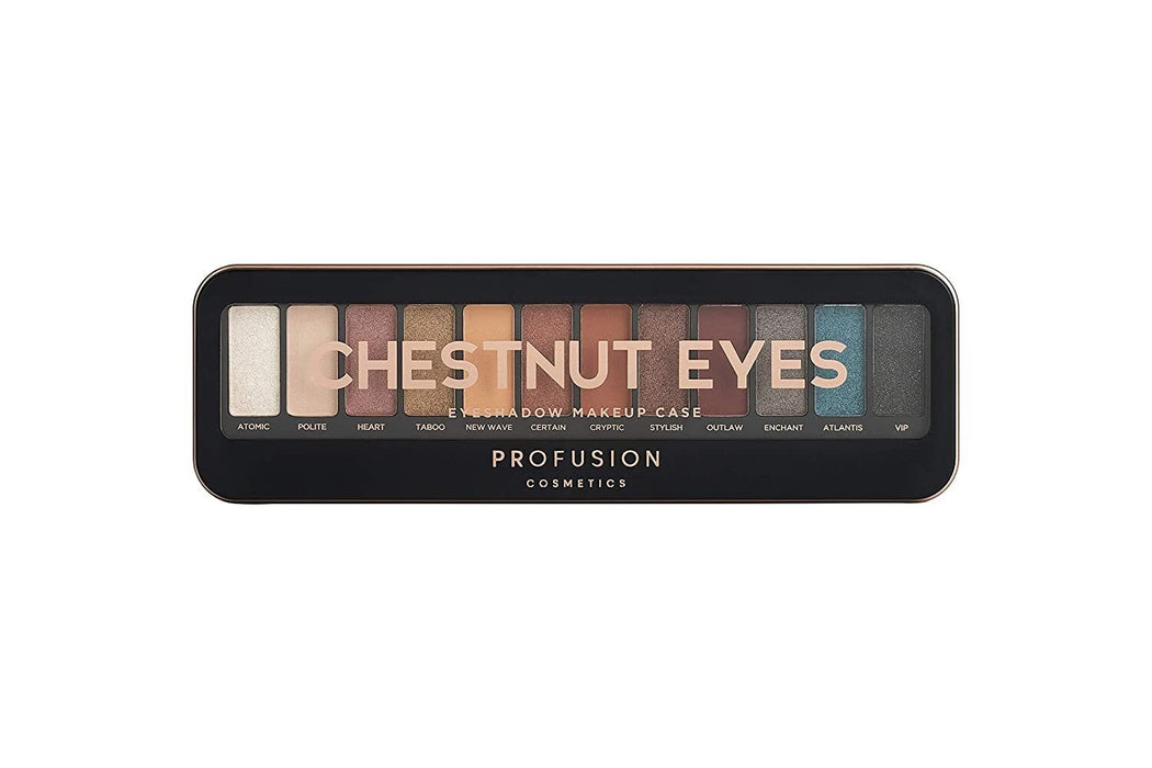 Paletă de farduri de ochi Profusion Cosmetics Chestnut Eyes, 12 nuanțe, 25 g