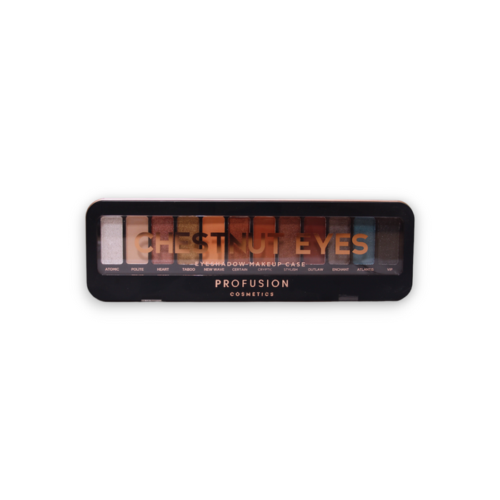Paletă de farduri de ochi Profusion Cosmetics Chestnut Eyes, 12 nuanțe, 25 g
