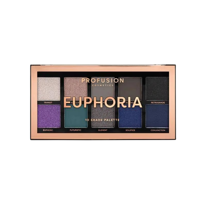 Paletă de farduri de ochi Profusion Cosmetics Euphoria, 10 nuanțe, 103 g