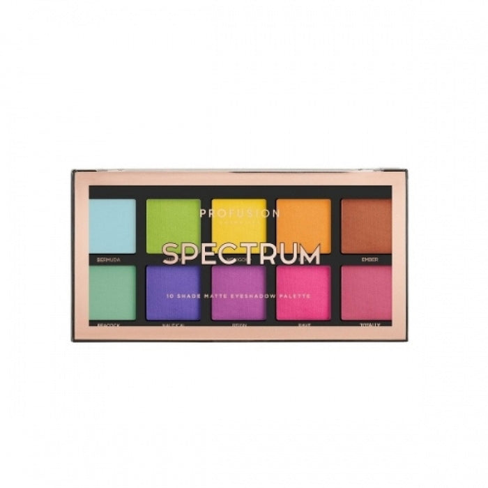 Paletă de farduri de pleoape Profusion Cosmetics Spectrum, 10 nuanțe mate, 25 g