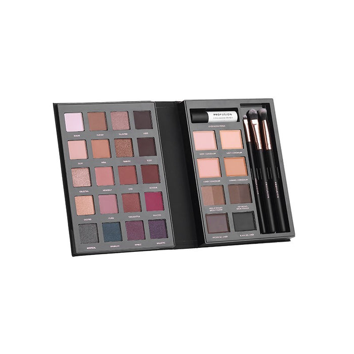 Paletă de farduri de ochi Profusion Cosmetics Pro Eyes Kit, cu pensule, 100 g