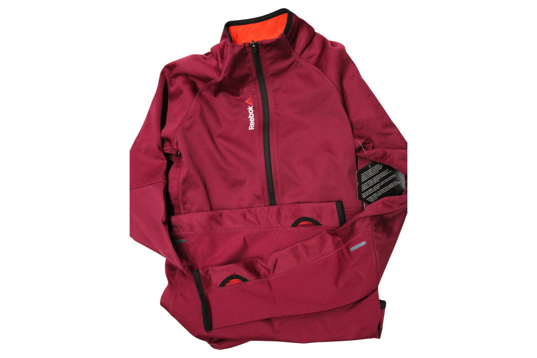 Hanorac Reebok One Series Hexawarm, cu fermoar, mâneci lungi, vișiniu