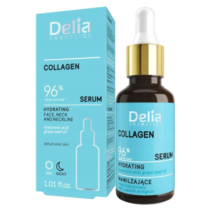 Ser hidratant Delia Collagen, cu colagen, pentru față și decolteu, zi și noapte, 30 ml