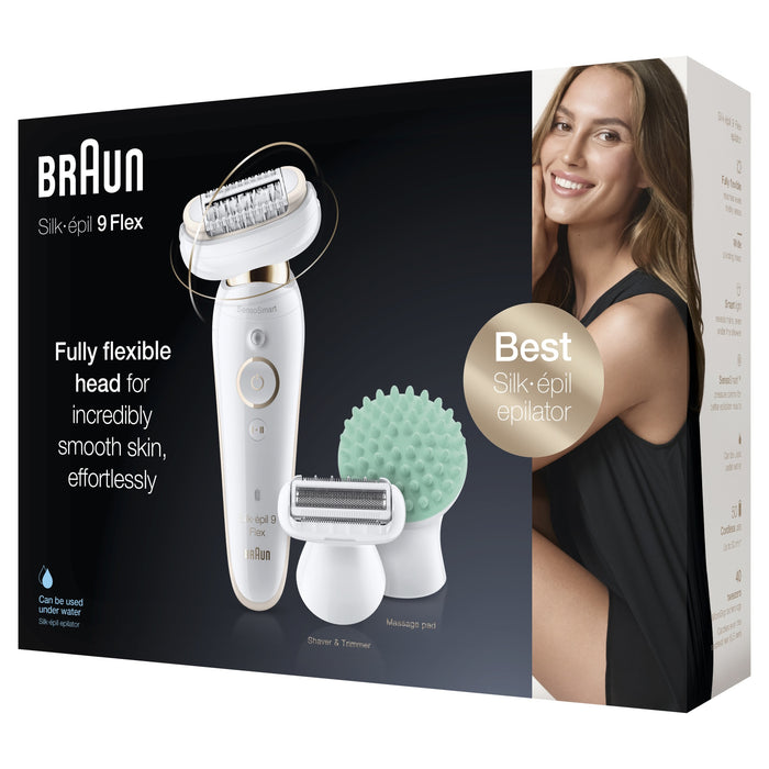 Epilator cu accesorii, Braun, alb optic, 50 min autonomie