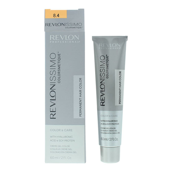 Vopsea permanentă de păr Revlon Revlonissimo Colorsmetique, nuanța 8.4 Light Copper Blonde, 60 ml