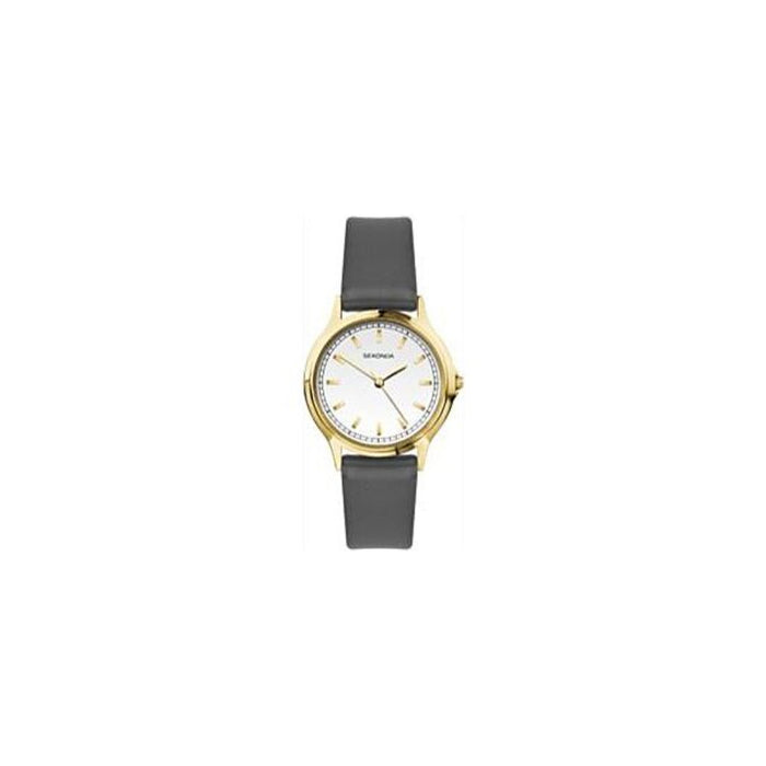 Ceas quartz Sekonda Quartz Watches, cadran alb, curea gri, carcasă aurie