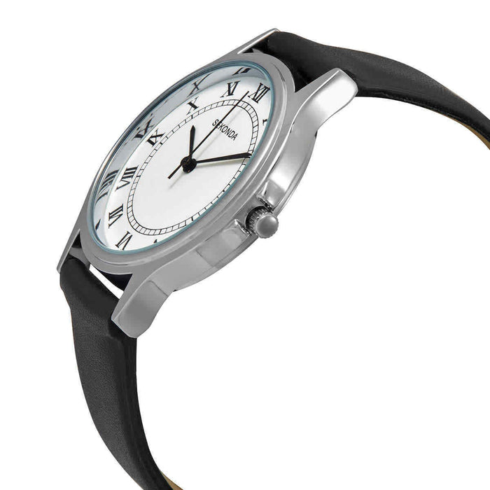 Ceas Sekonda Quartz Watches, mecanism quartz, cadran alb cu cifre romane, curea neagră