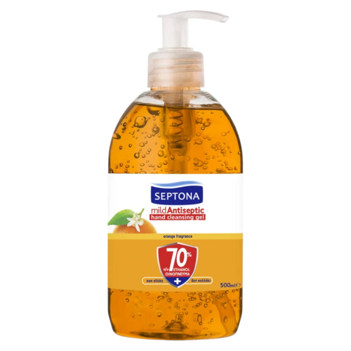 Gel de curățare pentru mâini Septona Mild Antiseptic, cu parfum de portocală, 500 ml, tester