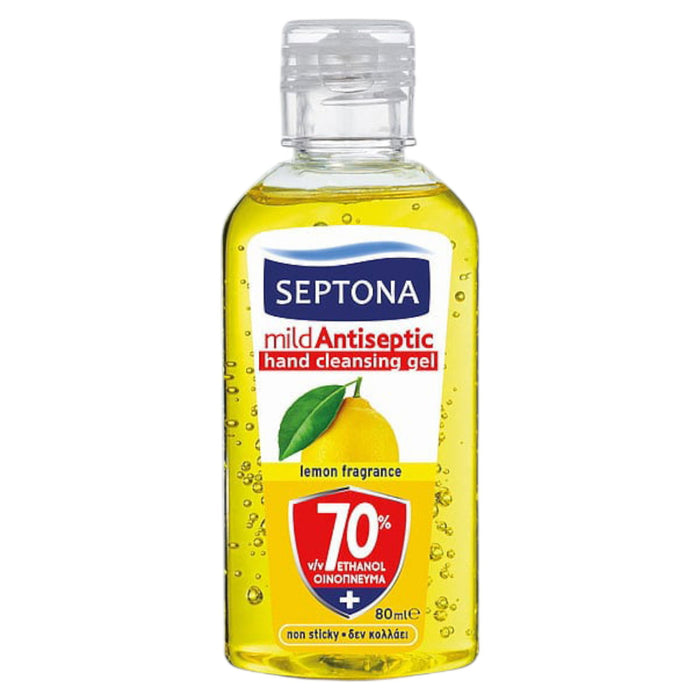 Gel de curățare pentru mâini Septona Mild Antiseptic, aromă de lămâie, 80 ml, tester