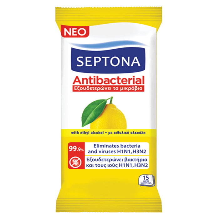 Șervețele de curățare antibacteriene Septona Moisturising, pentru mâini, 15 buc, tester