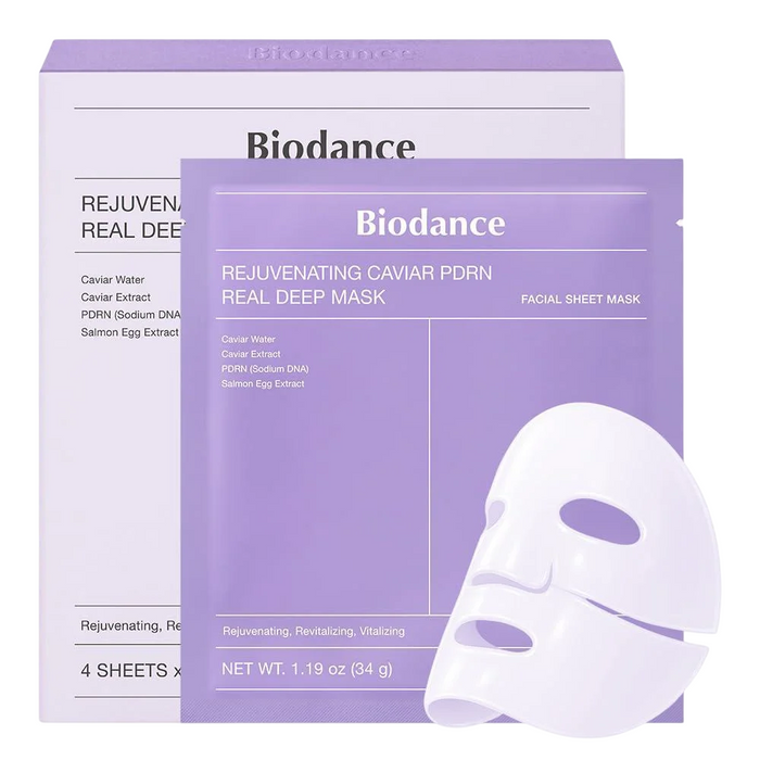 Set măști faciale Biodance Caviar PDRN, cu efect reîntineritor, 4 buc. x 34 g