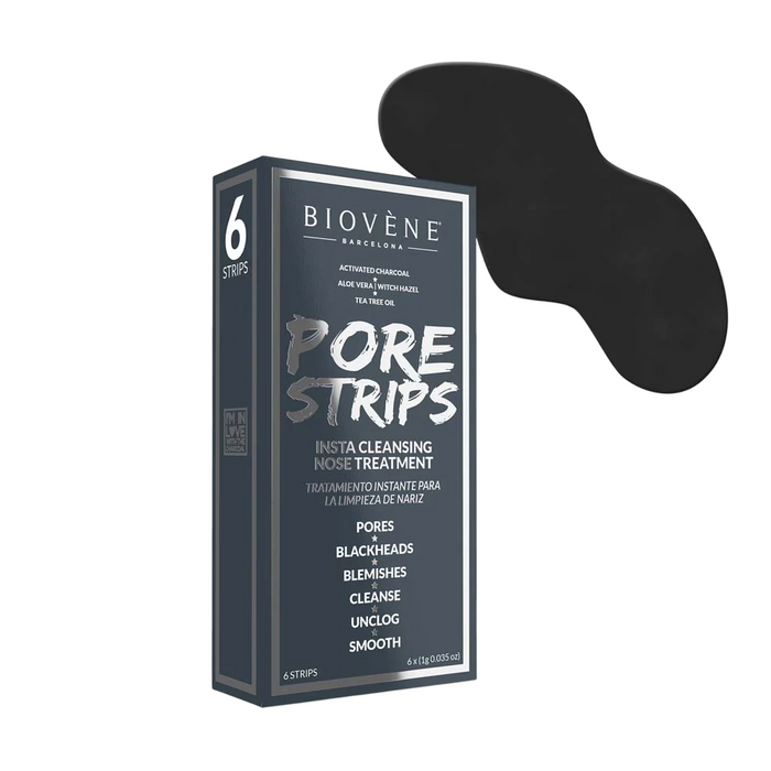 Benzi pentru nas Biovene Pore Strip, cu cărbune activ, 6 buc, tester