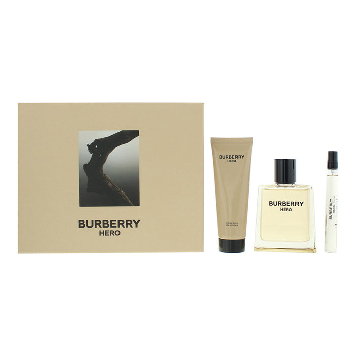 Set Burberry Hero, pentru bărbați: apă de toaletă 100 ml + apă de toaletă 10 ml + gel de duș 75 ml