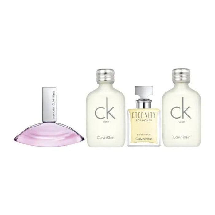 Set Calvin Klein CK One, apă de toaletă, miniatură 10 ml + Eternity, apă de parfum, miniatură 5 ml + Euphoria, apă de parfum, miniatură 4 ml