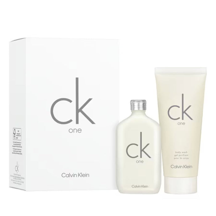 Set Calvin Klein CK One, unisex: apă de toaletă 50 ml + gel de duș pentru păr și corp 100 ml
