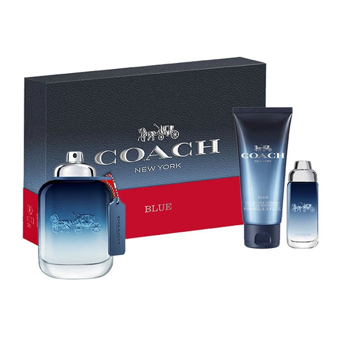 Set Coach Blue, pentru bărbați: apă de toaletă 100 ml + miniatură apă de toaletă 15 ml + gel de duș pentru barbă și păr 100 ml