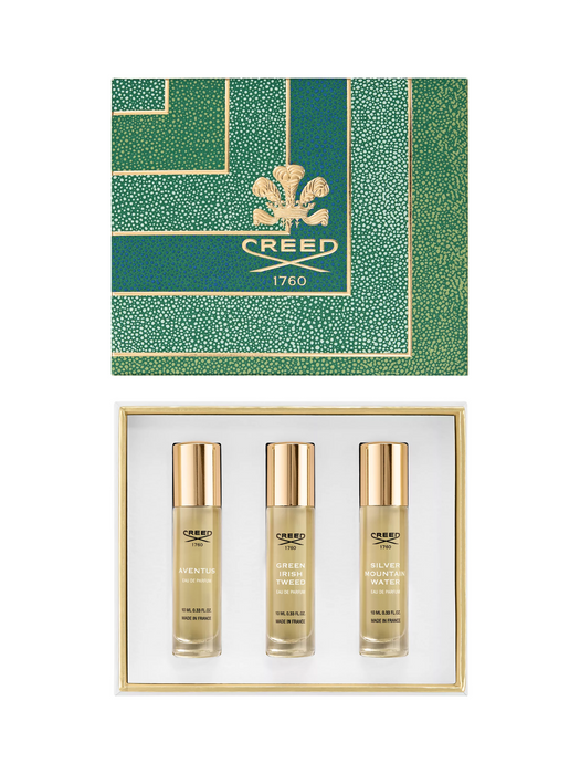 Set Creed Aventus + Green Irish Tweed + Silver Mountain Water, ape de parfum pentru bărbați, 3 x 10 ml