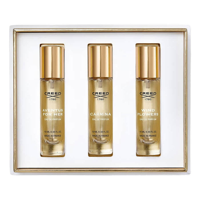 Set apă de parfum Creed Aventus for Her + Wind Flowers + Carmina, pentru femei, 3 x 10 ml
