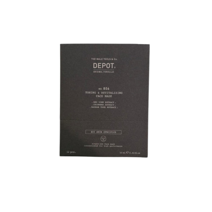 Mască facială Depot 800 Skin Specifics No. 806, cu acid hialuronic, tonifiantă și revitalizantă, 12 buc, 13 ml