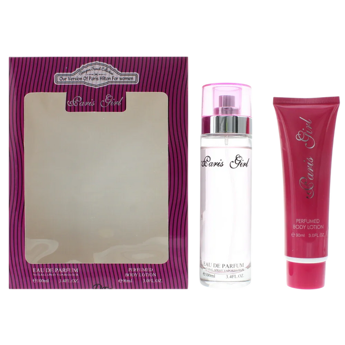 Set Designer French Paris Girl, pentru femei: apă de parfum 100 ml + loțiune de corp 90 ml