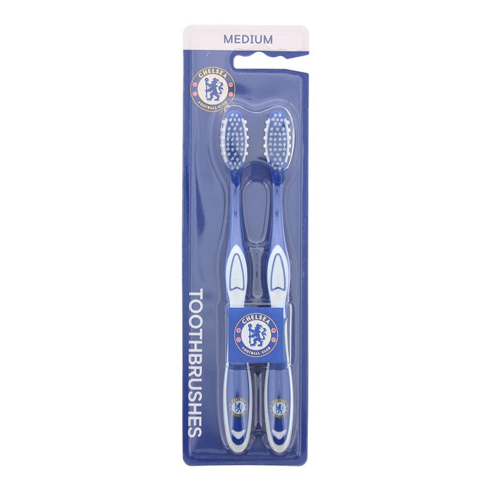 Set de 2 periuțe de dinți Epl Chelsea, medii, albastru/alb