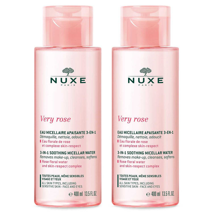 Set apă micelară Nuxe Very Rose, pentru piele sensibilă, 2 x 400 ml
