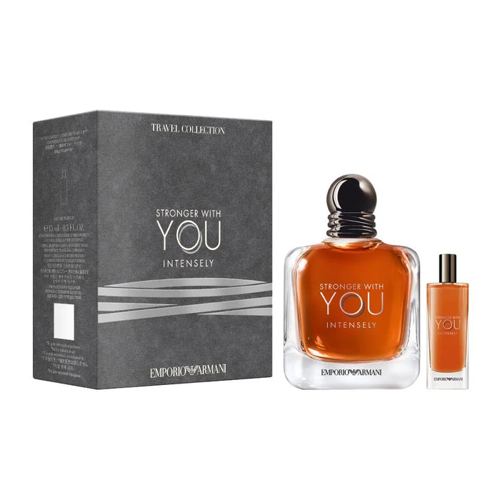 Set Emporio Armani Stronger With You Intensely, apă de parfum pentru bărbați, 100 ml + 15 ml