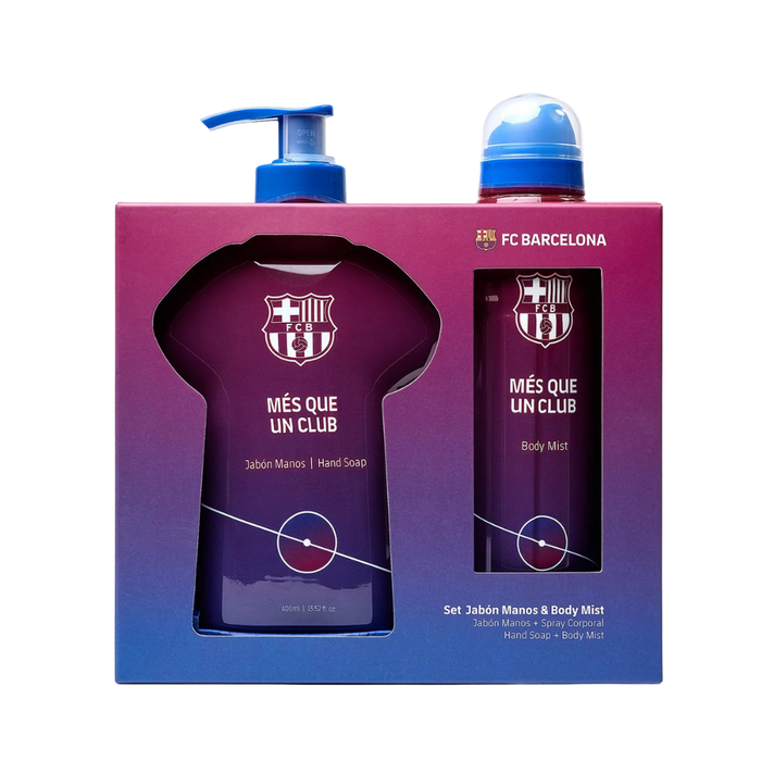 Set FC Barcelona: săpun lichid pentru mâini 400 ml + spray parfumat pentru bărbați 180 ml