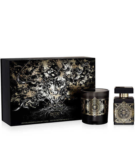 Set Initio Oud For Greatness, unisex: apă de parfum 90 ml + lumânare parfumată 180 g