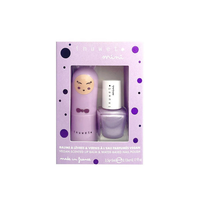 Set ojă de unghii Inuwet Mauve Dream Today + balsam de buze Bunny Delice, miniatură, 5 ml + 3,5 g