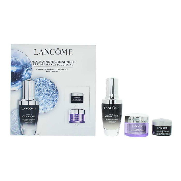 Set de îngrijire a feței Lancome Advanced Genifique: ser 30 ml + cremă Renergie HPN 300-Peptide 15 ml + cremă de ochi Advanced Genifique 5 ml