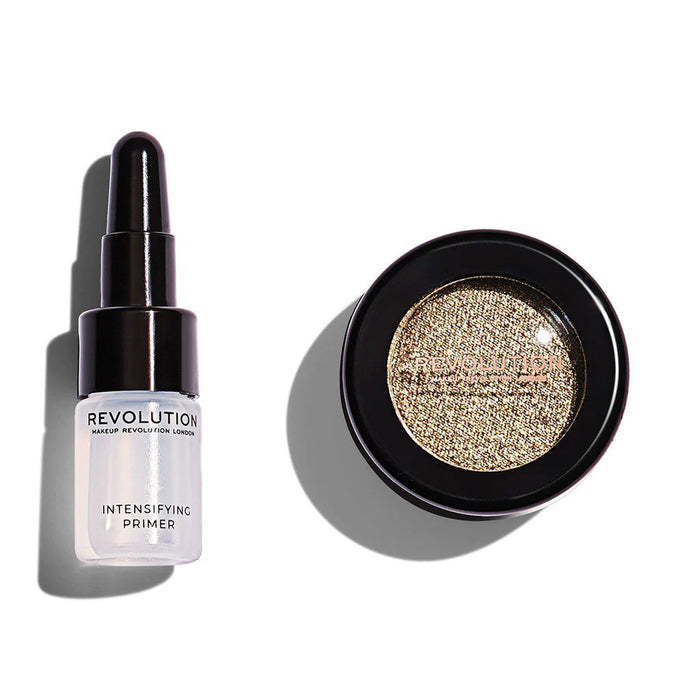 Set fard de pleoape Makeup Revolution Flawless Foils, Retreat, fard metalizat 2 g + primer 2 ml