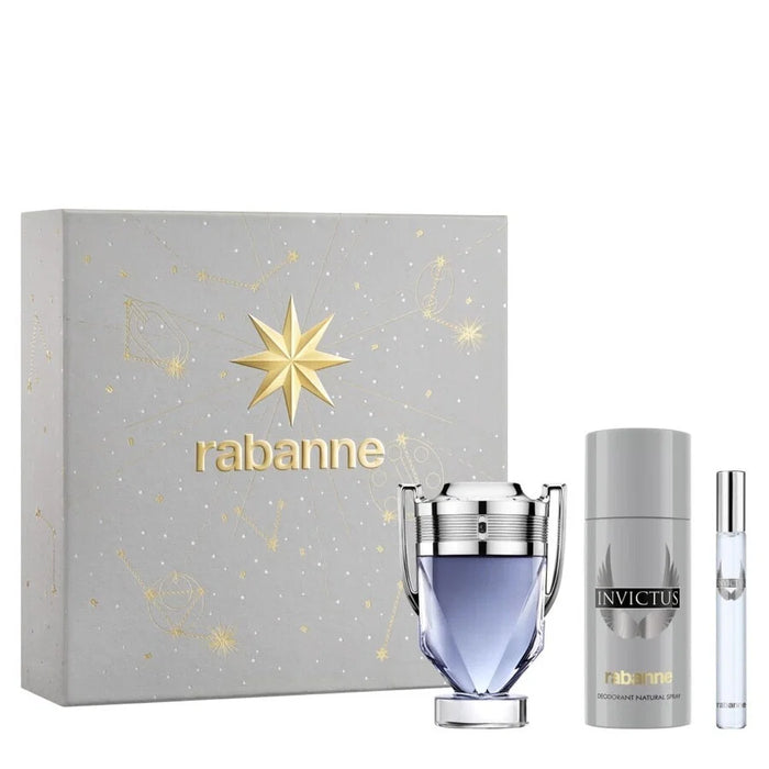 Set apă de toaletă Paco Rabanne Invictus, pentru bărbați: 100 ml + apă de toaletă 10 ml + deodorant spray 150 ml