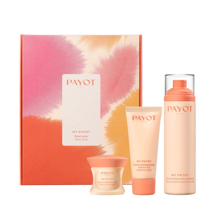 Set Payot My Payot Glow: spray iluminator 100 ml + cremă hidratantă 30 ml + mască exfoliantă 15 ml