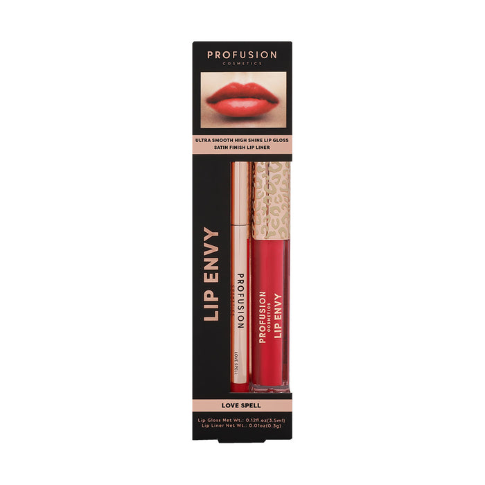 Set luciu de buze Profusion Cosmetics Lip Envy Love Spell + creion de buze, 3,5 ml + 0,3 g