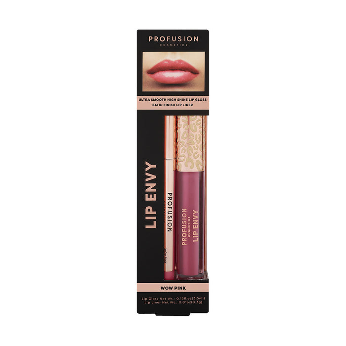 Set de machiaj Profusion Cosmetics Lip Envy Wow Pink: luciu de buze 3,5 ml + creion de buze 0,3 g
