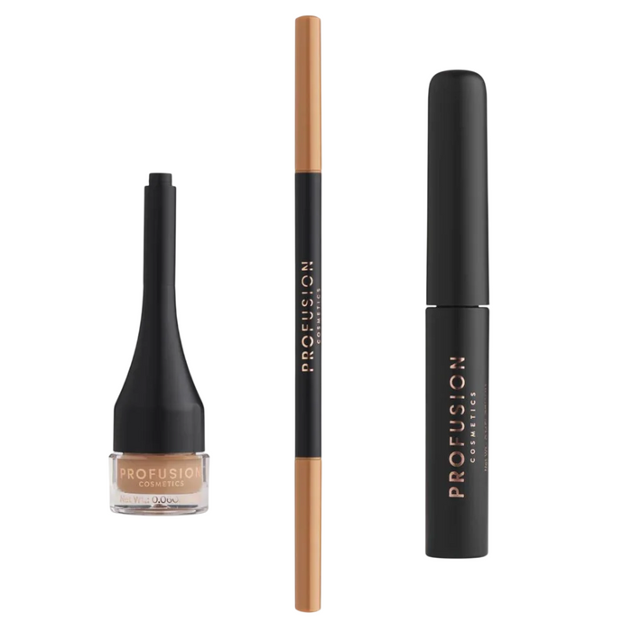Set gel pentru sprâncene Profusion Cosmetics Ultimate Brow Sculpt, nuanța Blonde, 1,8 g + creion 0,07 g + pomadă 4 ml