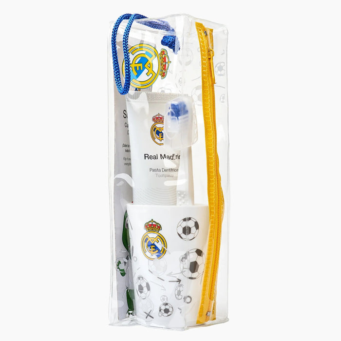 Set Real Madrid: periuță de dinți + pastă de dinți 90 g + cană + geantă de toaletă