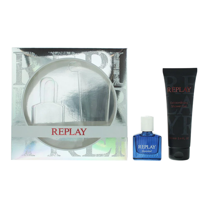 Set Replay Essential, pentru bărbați: apă de toaletă 30 ml + gel de duș hidratant 100 ml