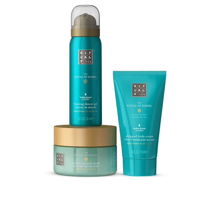 Set Rituals The Ritual Of Karma: exfoliant de corp 125 g + cremă de corp hidratantă 70 ml + spumă de duș 50 ml
