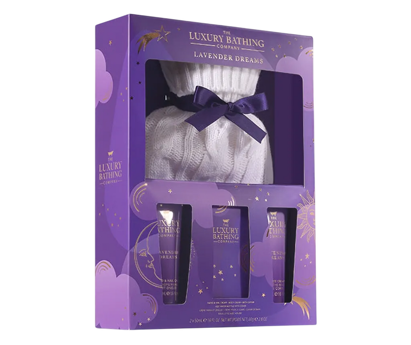 Set sare de baie The Luxury Bathing Company Lavender Dreams, Vanilla, 80 g + cremă de corp 50 ml + cremă de mâini 50 ml