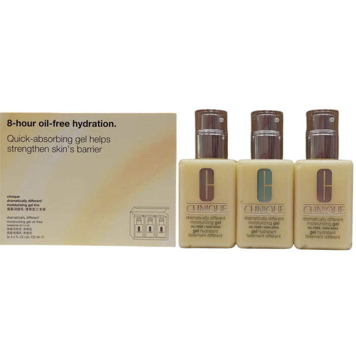 Set gel hidratant pentru față Clinique Dramatically Different, fără ulei, fără parabeni, 3 x 125 ml
