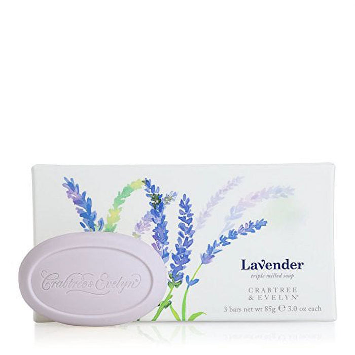 Set săpun Crabtree & Evelyn Lavender, hidratant, 3 buc. x 85 g