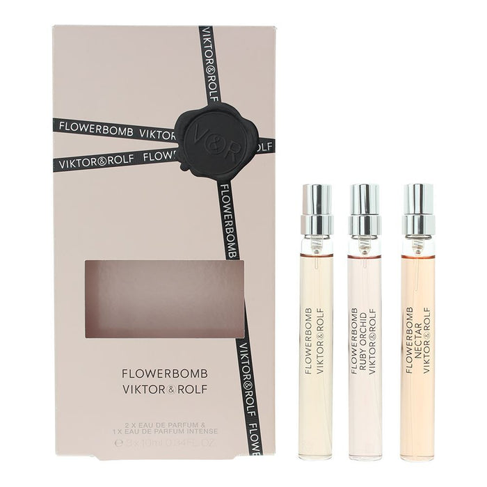 Set Viktor & Rolf Flowerbomb Ruby Orchid + Flowerbomb Nectar + Flowerbomb, pentru femei, 3 x 10 ml