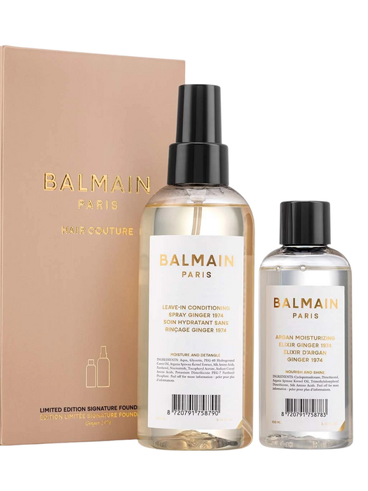 Set balsam leave-in pentru păr Balmain Professionnel Argan Oil + ulei de păr Argan Moisturising Elixir, 200 ml + 100 ml