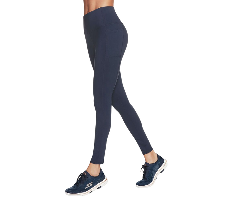 Colanți sport Skechers GoWalk, talie înaltă, lungi, bleumarin