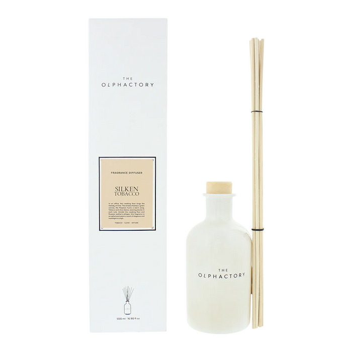 Difuzor de aromă cu bețișoare The Olphactory Silken Tobacco, 500 ml