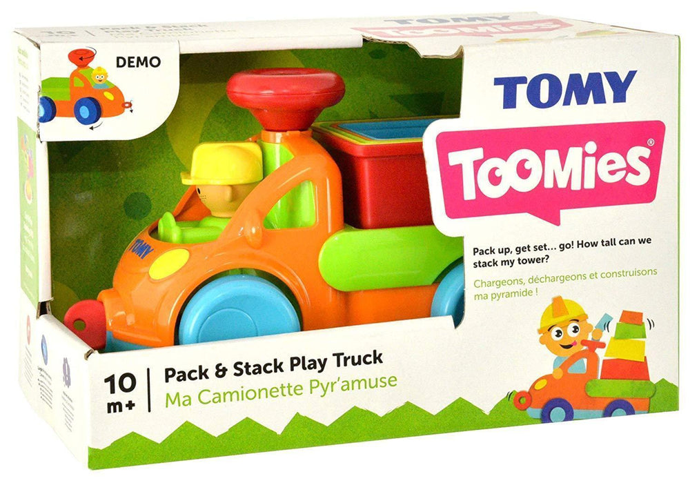 Jucărie camion Tomy Toomies Pack & Stack Play Truck, cu piese de stivuit, de la 10 luni