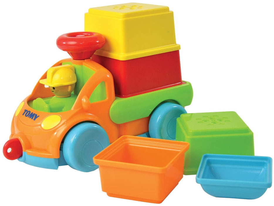 Jucărie camion Tomy Toomies Pack & Stack Play Truck, cu piese de stivuit, de la 10 luni